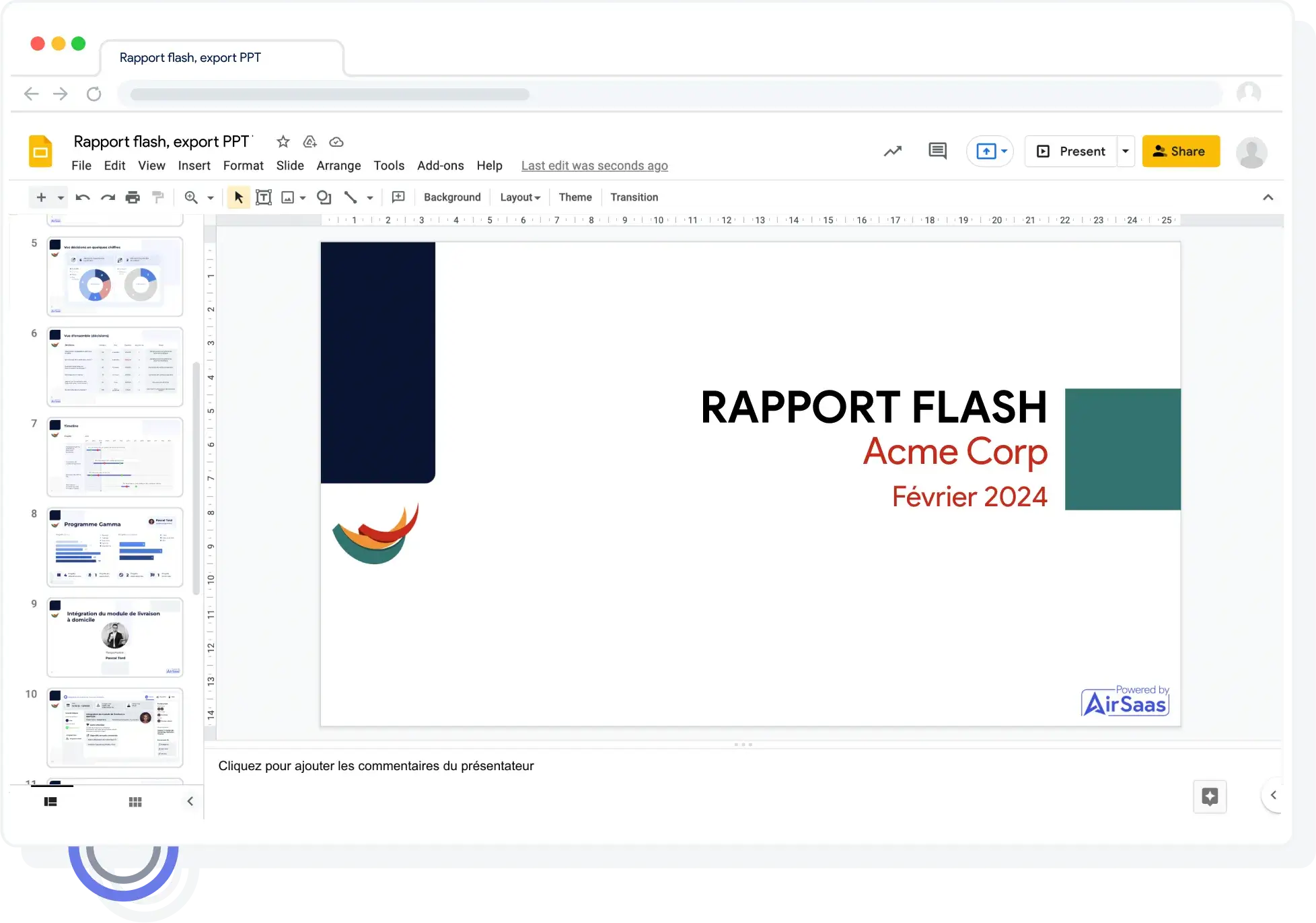 Rapport flash automatique