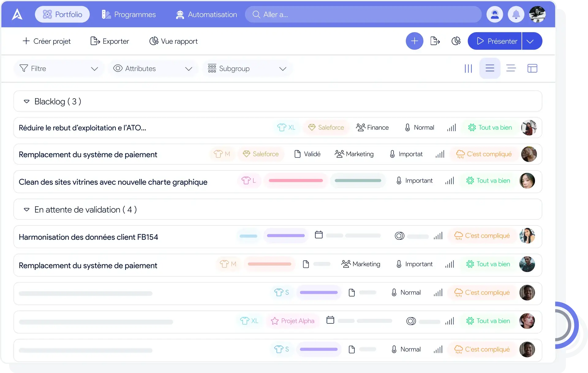 Portfolio projects list