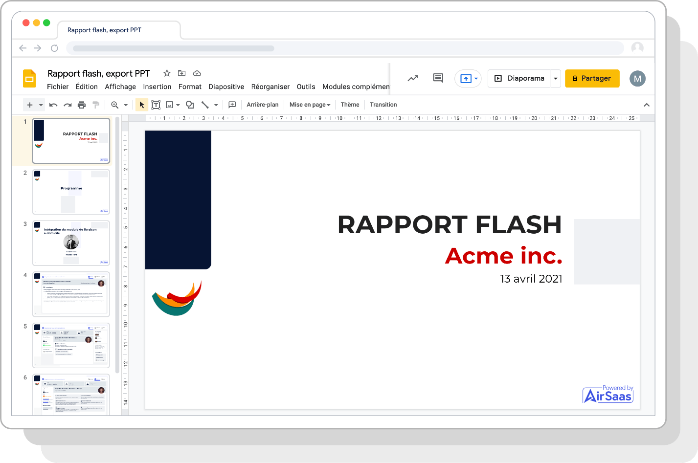 AirSaas Flash report screenshot